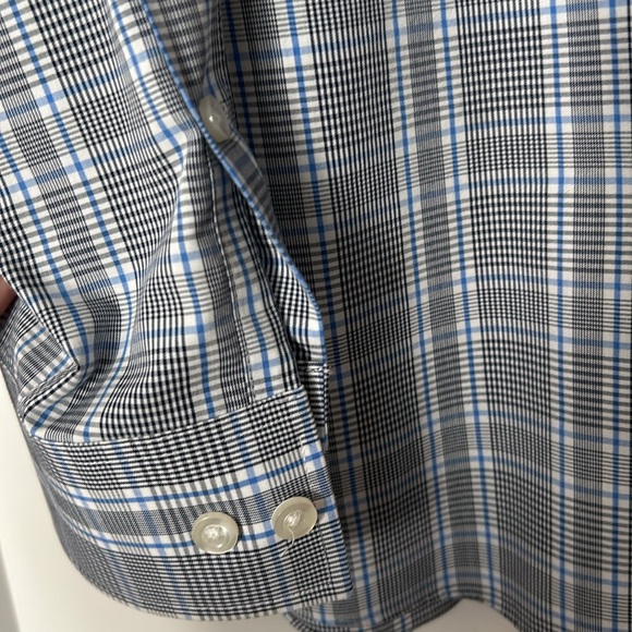 Michael Kors no-iron cotton button down in royal blue, black and white pattern - Picture 3 of 6
